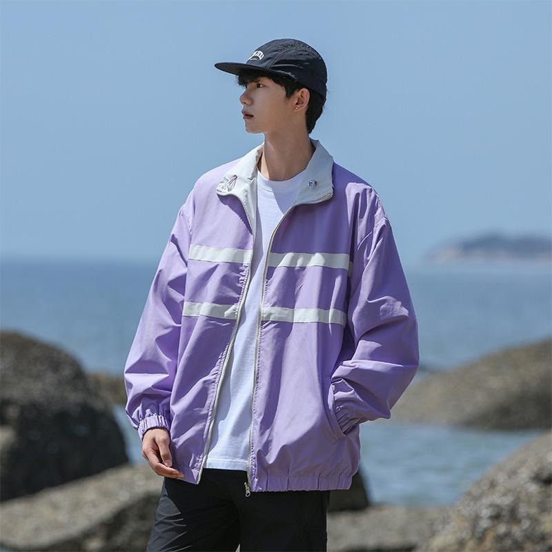 

Осенняя двухсторонняя куртка, мужская и женская, воротник-лацкан, водонепроницаемая куртка с обеих сторон 4XL фиолетовый