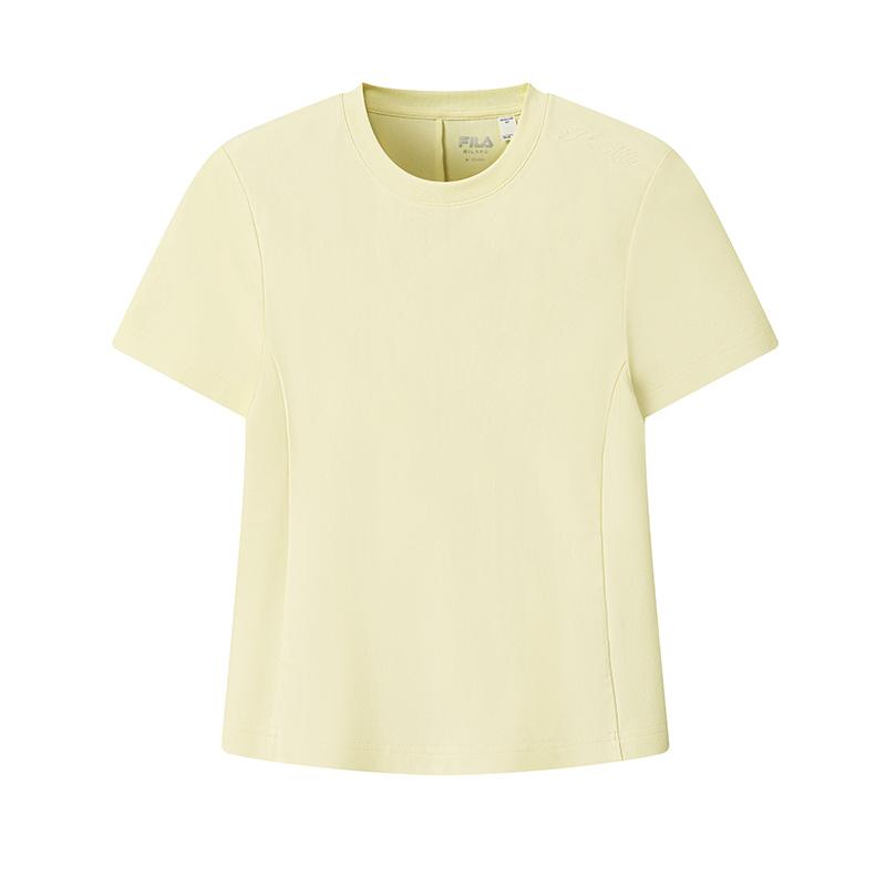 

FILA Milano Series Youthful Comfortable T-Shirt Women tops Light-Cream-Yellow F11W625118FBG S