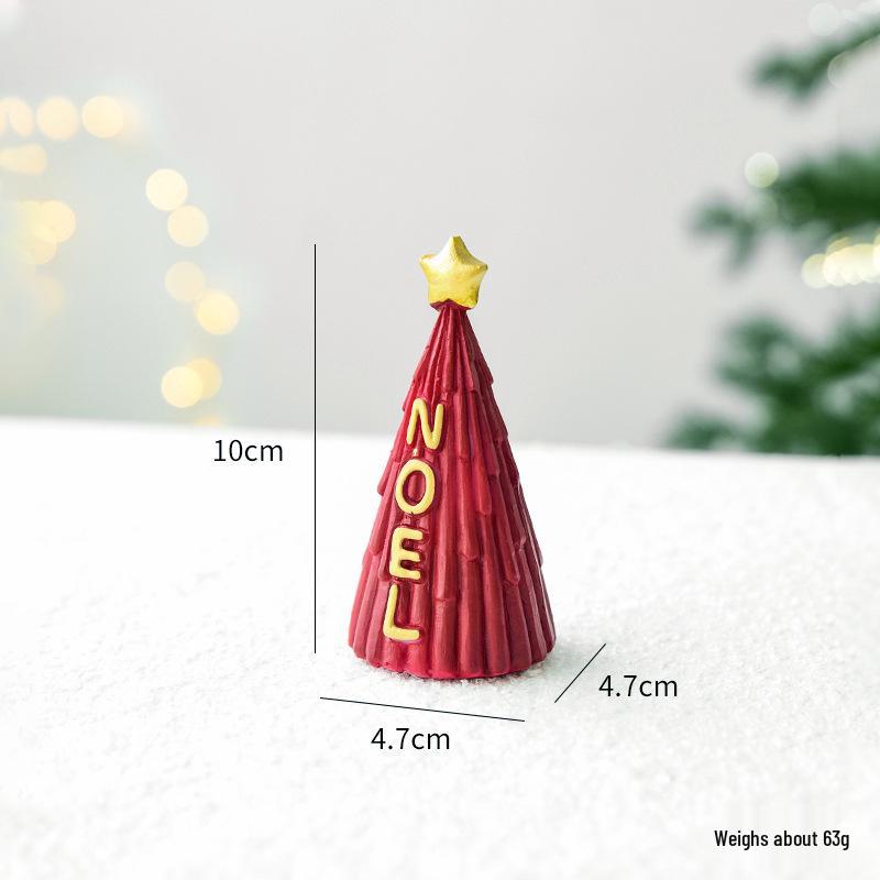 NUCHI Mini Resin Christmas Tree Mailbox Snow House Desktop Ornament Gift