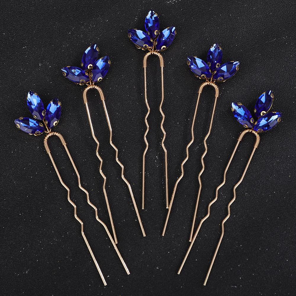 5 Pcs Rhinestones Little Simple Bride Wedding Hair Pins Purple Bridal Hair Piece Wedding Hair Accessories for Women and Girls