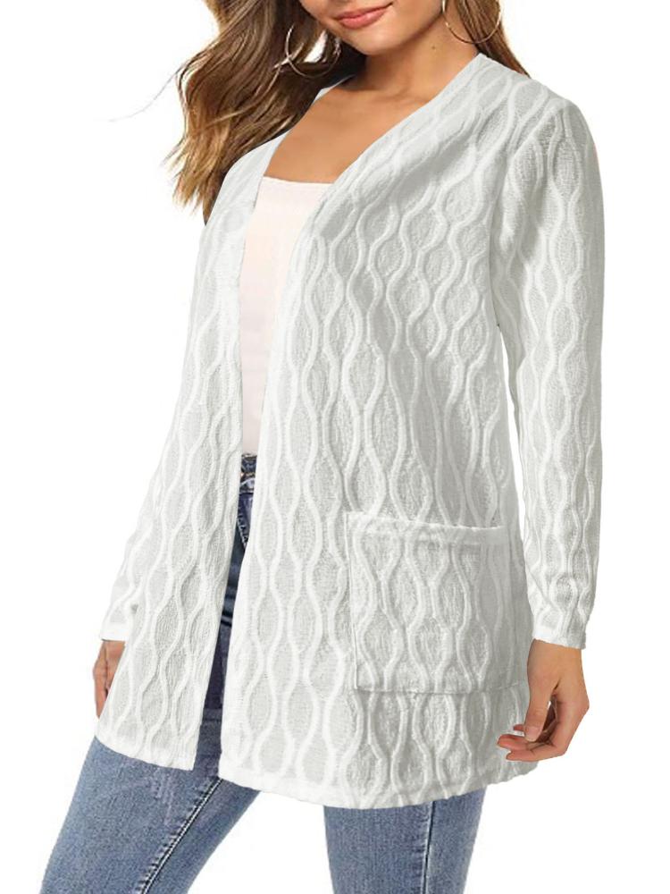 Toamnă și iarnă gol culoare solidă acasă casual temperament navetă tricotat mânecă lungă cardigan jachetă îmbrăcăminte pentru femei