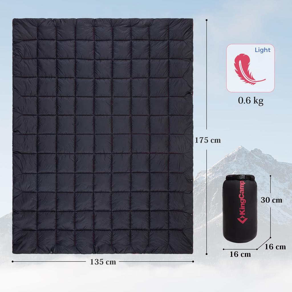 KingCamp Blanket, Camping, Multi Blanket, 175 X 135 Cm, Throw Blanket, Cold Protection, Durable, Lightweight, Compact, Water Repellent, Fully