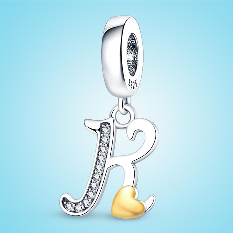 Marke Neueste Ankunft Kompatibel Mit Kupfermetall Authentisch Original Armbänder 26 Alphabet A-Z Buchstaben Kupfermetall Anhänger Perlen Komponenten Perle
