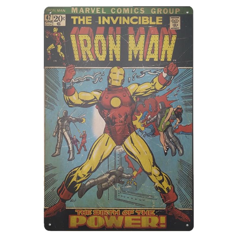Classic Creative Cartoon Superhero Tin Sign For Bar Pub Home Wall Decor Retro Metal Poster