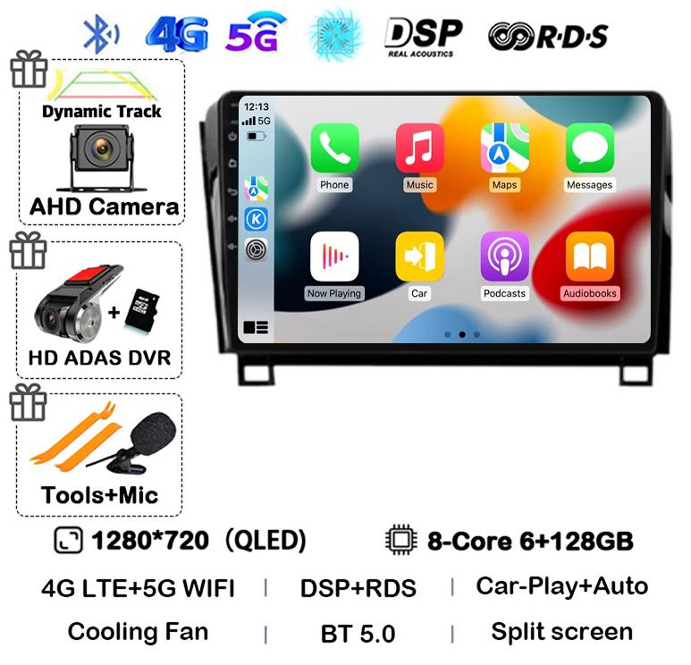 Android 14 Car Radio GPS Audio For Toyota Tundra XK50 2007-2013 Sequoia XK60 2008-2017 Multimedia Video Player Navigation Stereo