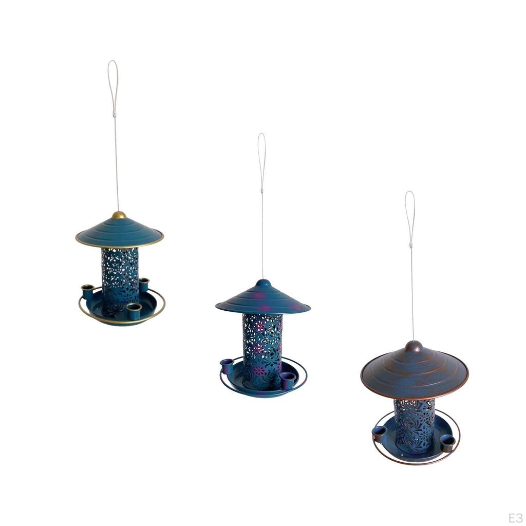 Bird Feeder for Outside Hanging Garden Decor Premium Weatherproof Food Bowl Metal Courtyard