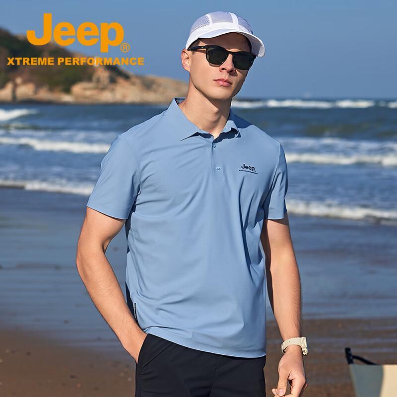 JEEP Men s Quick-Dry Breathable Short-Sleeve Polo Shirt 3XL