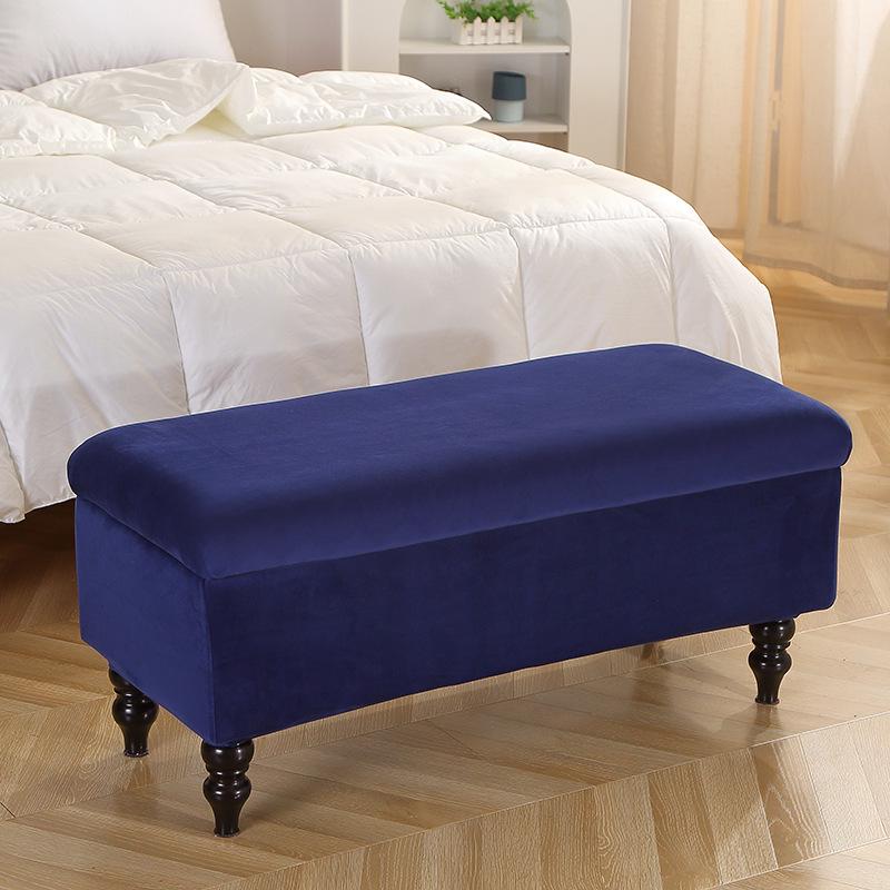 Plush Silver Fox Fur Storage Stool Cover with Flip-Top