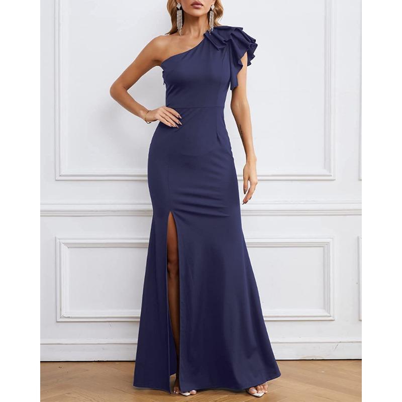 Vestido de Mujer de un Hombro Vestido de Dama de Honor Vestido de Fiesta de Cóctel Vestido de Noche