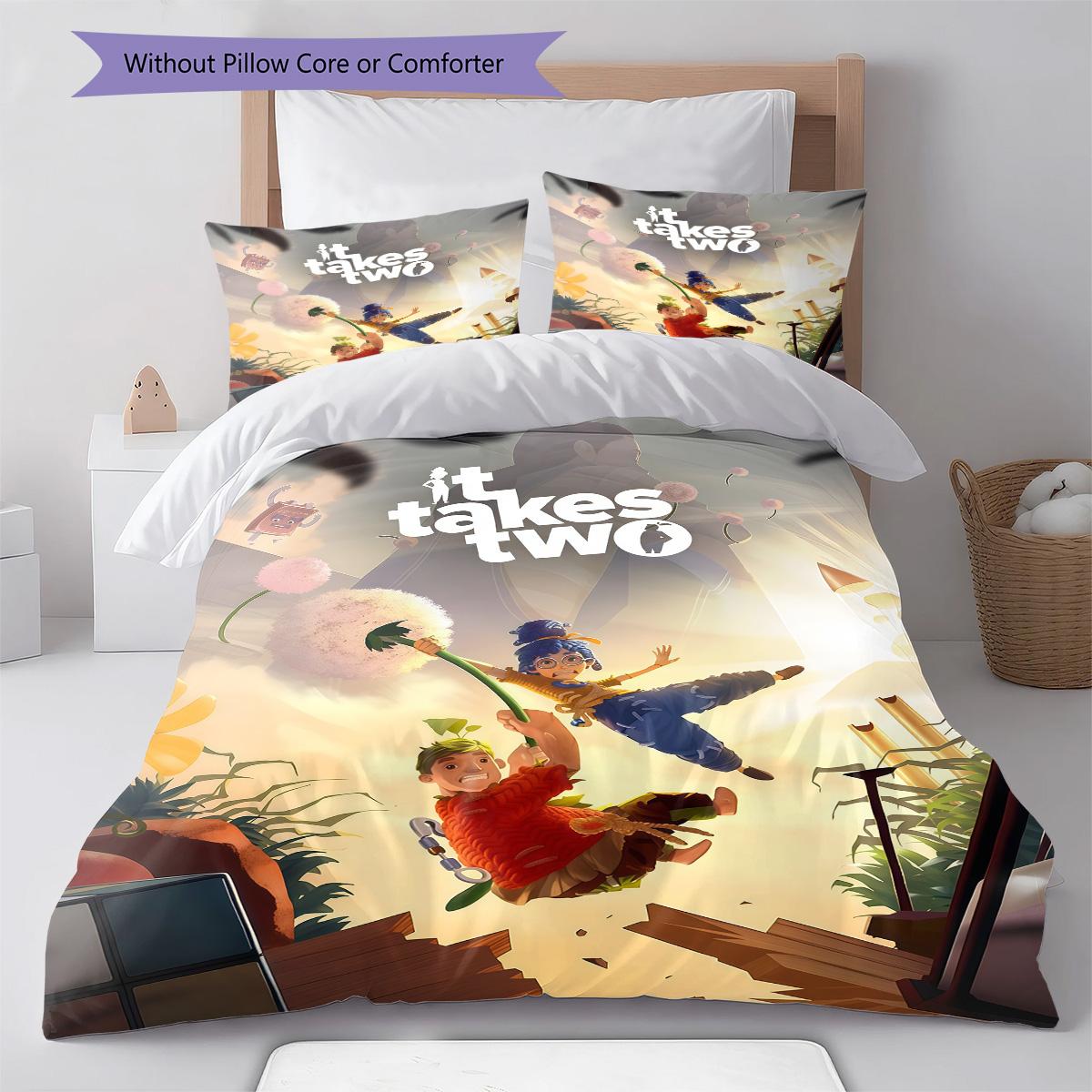 

Popular Game RugPattern Bedding Quilt Set Quilt Cover Pillowcase Home Decoration Birthday Gift (1 * duvet cover + 2 * pillowcase, without core) 135x200cm