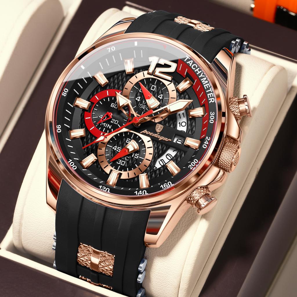 Luxury Military Men Watch Calendar Chronograph Waterproof Luminous Man Wristwatch Fashion Silicone Quartz Men's Watches