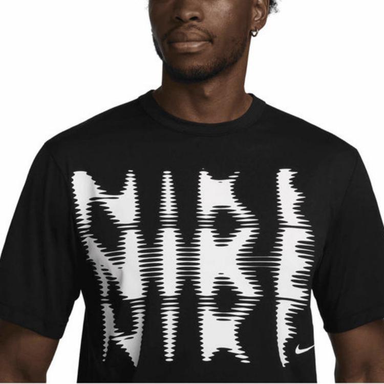 Nike Pullover Round Neck Letter Short Sleeve T-Shirt Men Tops Black HJ3074-010