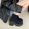 Dicke Sohle, hochhackige kleine kurze Stiefel für Damen, Herbst und Winter 2025, Samtstiefel, dünne britische Martin-Stiefel, koreanische nackte Stiefel