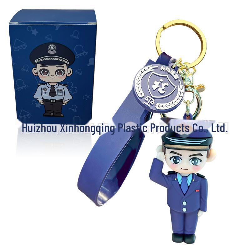 Cartoon Police Officer Keychain - Security, Traffic, Fire Service Commemorative Gift