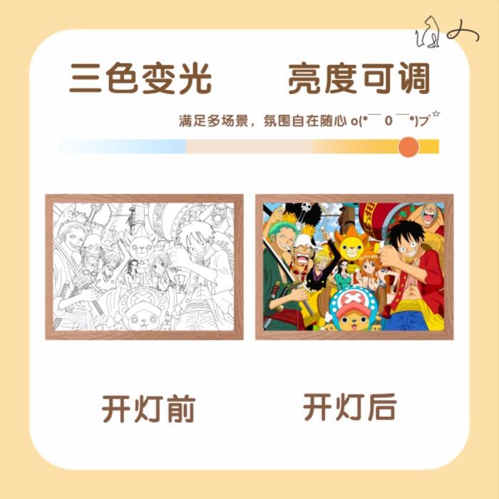 One Piece Light Painting Luffy Zoro Figure USB Night Lamp