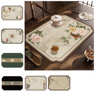 Rubber Dining Table Mat Insulation Tableware Mat Chinese Style Leather Placemat  Kitchen