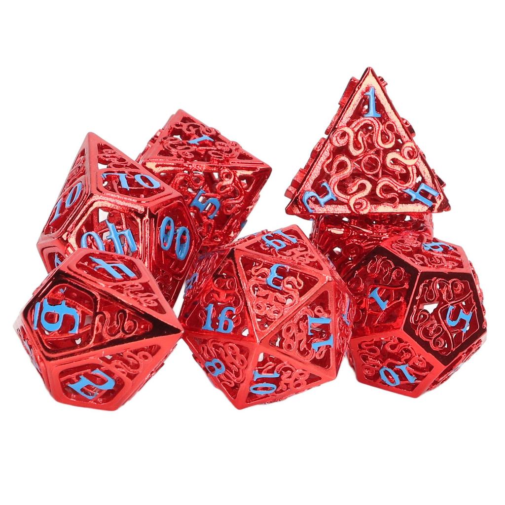 7pcs Brass Hollow Dice Party Board Game Funny Bright Color Polyhedral Dice for Role Playing Game