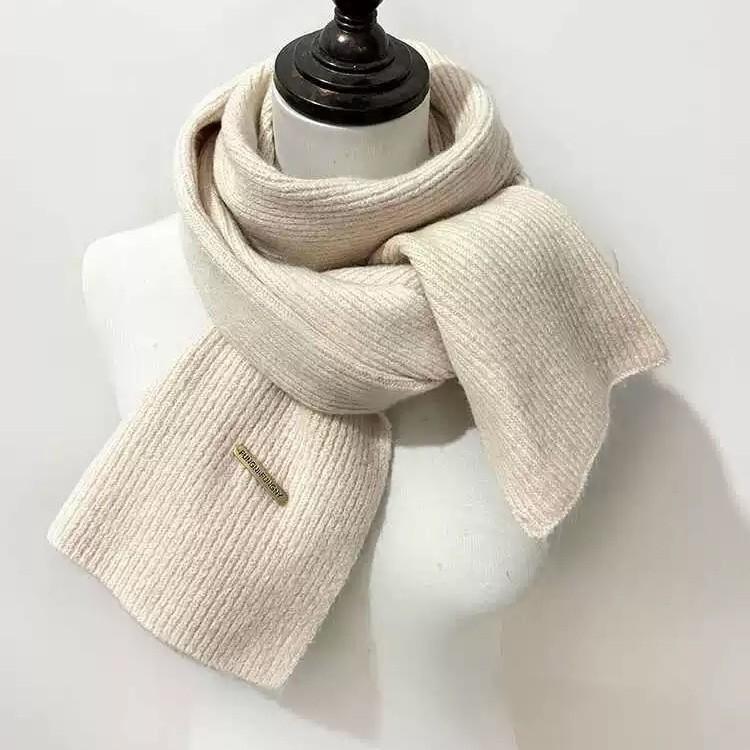 New Iron Label Wool Knitted Scarf Women's Couple Style Versatile Scarf for Men and Women Winter Small Scarf Men's Versatile