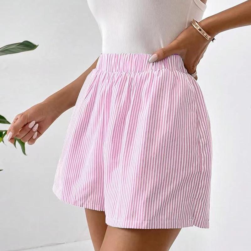Women's Y2K Aesthetic Fashion Loose Shorts Striped High Elastic Waist Summer Casual Grunge Short Panties