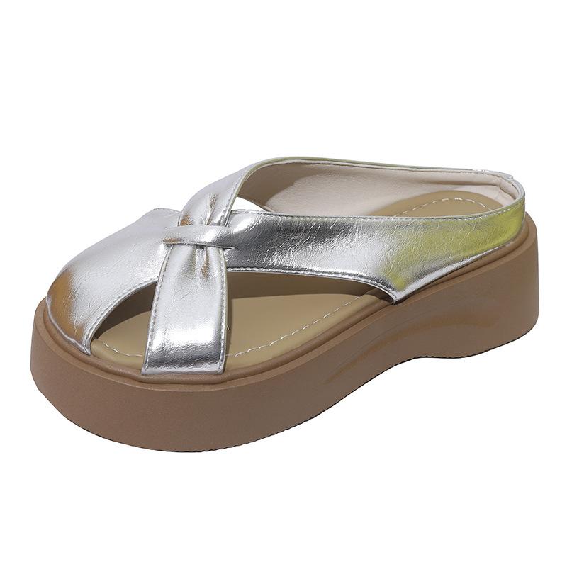 Height-increasing Thick-soled Mary Jane Shoes, Women's New Summer Outer Wear Fashionable and Versatile Casual Soft-soled Non-slip Bag Head Slippers