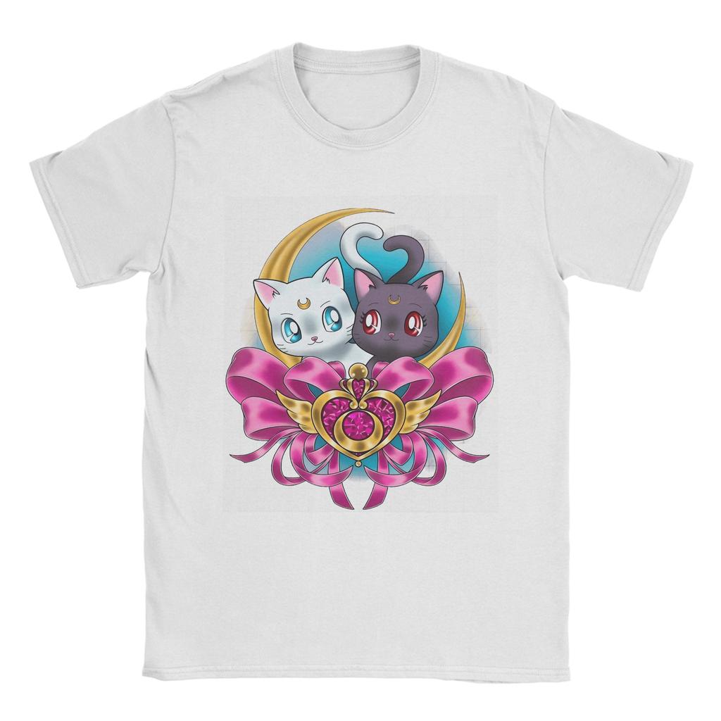 2026 Summer Unisexs Sailor Moon Cats T Shirts 100 Cotton Tops Casual Breathable Short Sleeve O Neck Tee Shirt Graphic TShirts