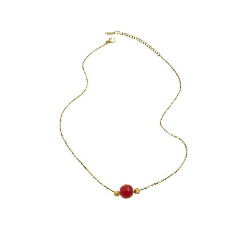 Chinese Style Acacia Bean Pendant Lucky Transfer Necklace, Niche Design Geometric Round Clavicle Chain Female