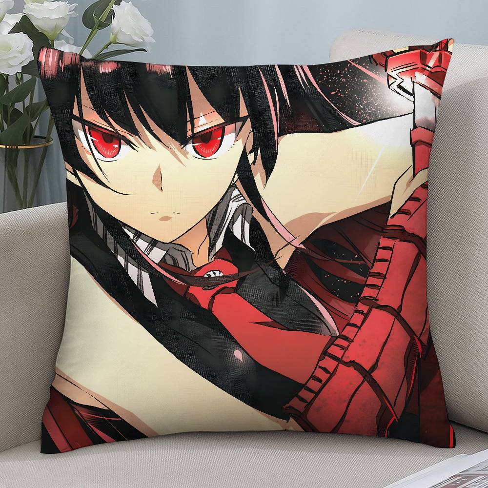 Anime A-Akame ga Kill Pillow Case Short plush Double-sided Print Square Throw Pillow Covers Sofa Home Cushion Decor