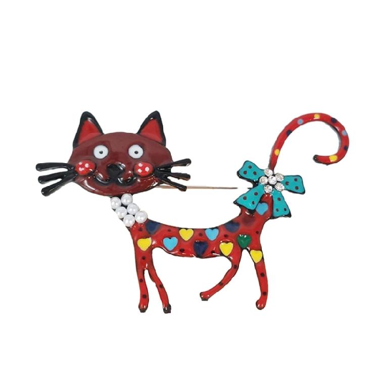 Trendy Colorful Enamel Cat Brooch Pins Fashionable Collar Pins Jewelry Ornament 1