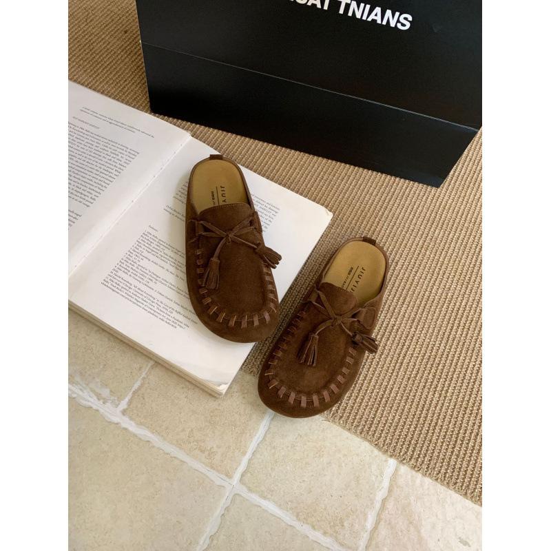 Platform shoes women's autumn 2025 new retro versatile Boken shoes one pedal bag head half slippers