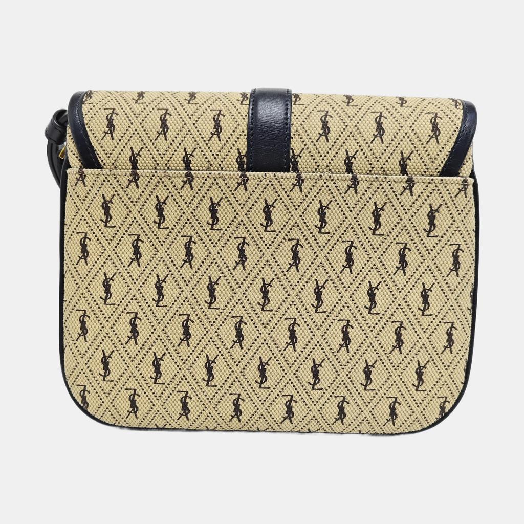 [Pre-Owned] Ysl Monogram Vintage Gold Buckle Logo Canvas And Leather Camera Bag - Very Good #C7V8U1