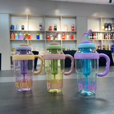 Großvolumiger Strohhalmbecher Sport-Wasserflaschen Plastik Milchtee Saftbecher Niedlich Eiskessel Mädchen Rosa Becher Für Reisen