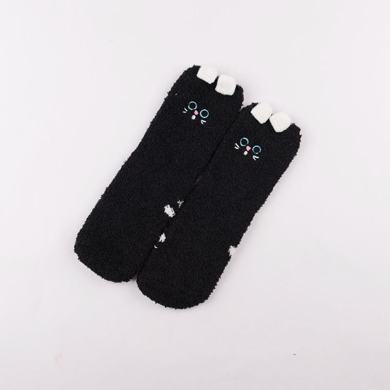 Winter Explosion Coral Fleece Women'S Socks Three-Dimensional Cartoon Terry Socks, Thickened Christmas Socks, Japanese Floor Socks