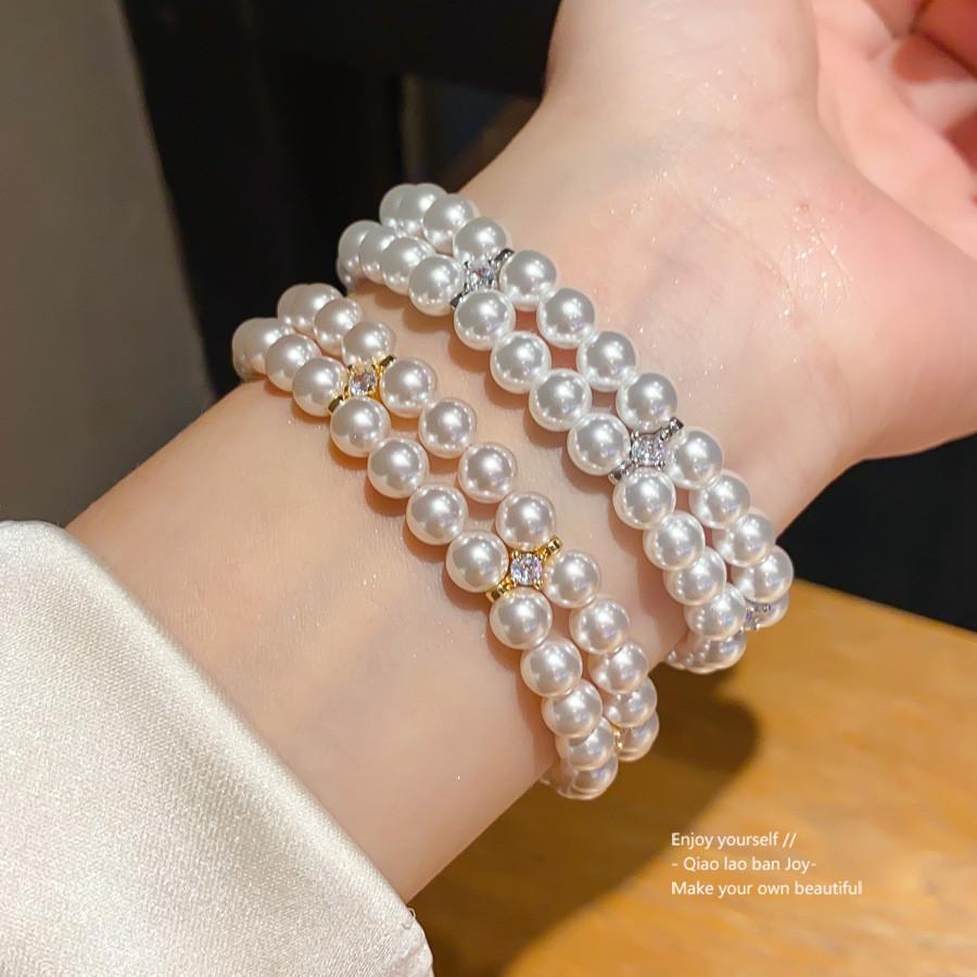 Modern Minimalist Geometric Jewelry Bracelet With Zircon Pearl And Rhinestone For Womens Fashion Accessory