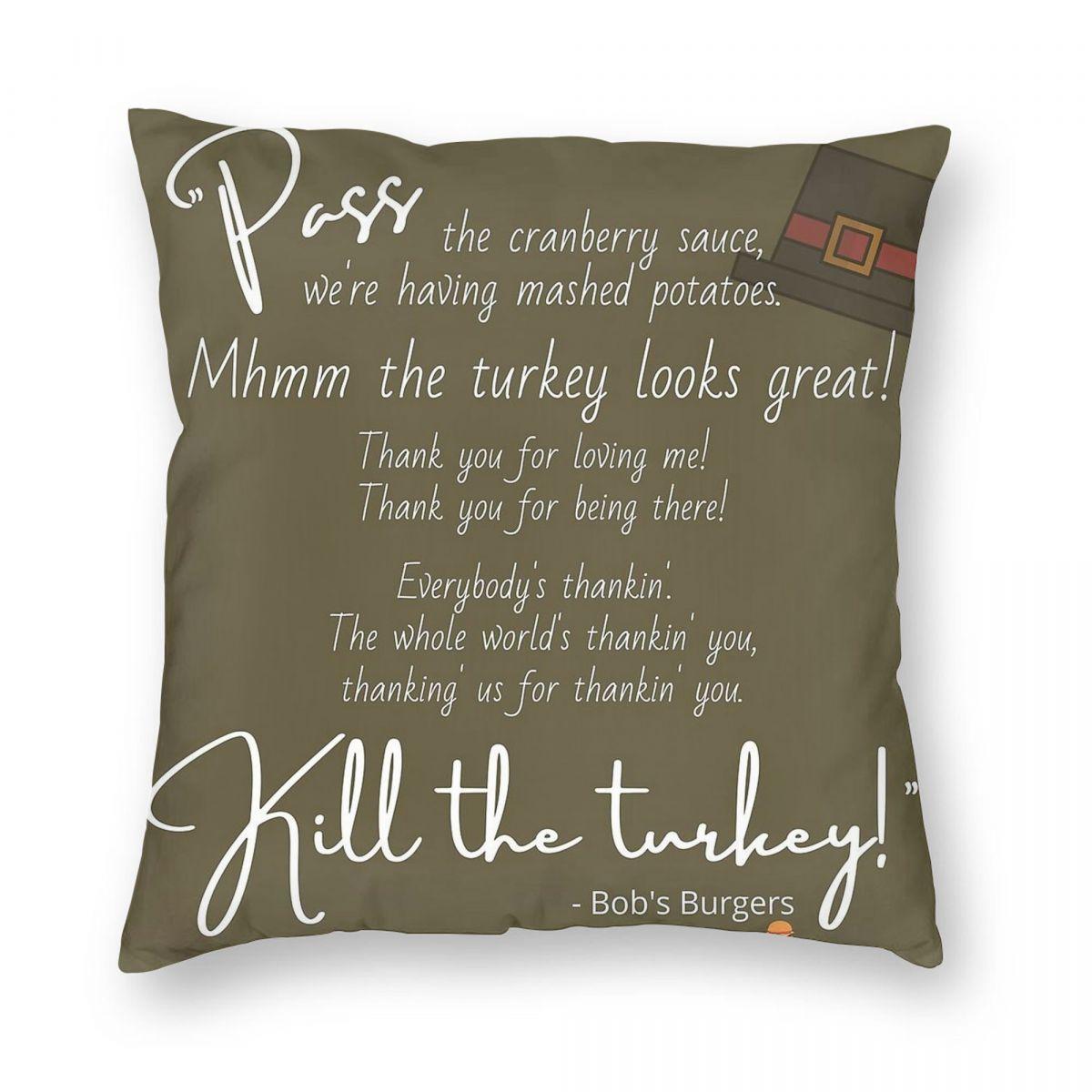 Bobs Burgers Thanksgiving Pillowcase Polyester Linen Velvet Creative Zip Decorative Bed Cushion Case 30x30cm