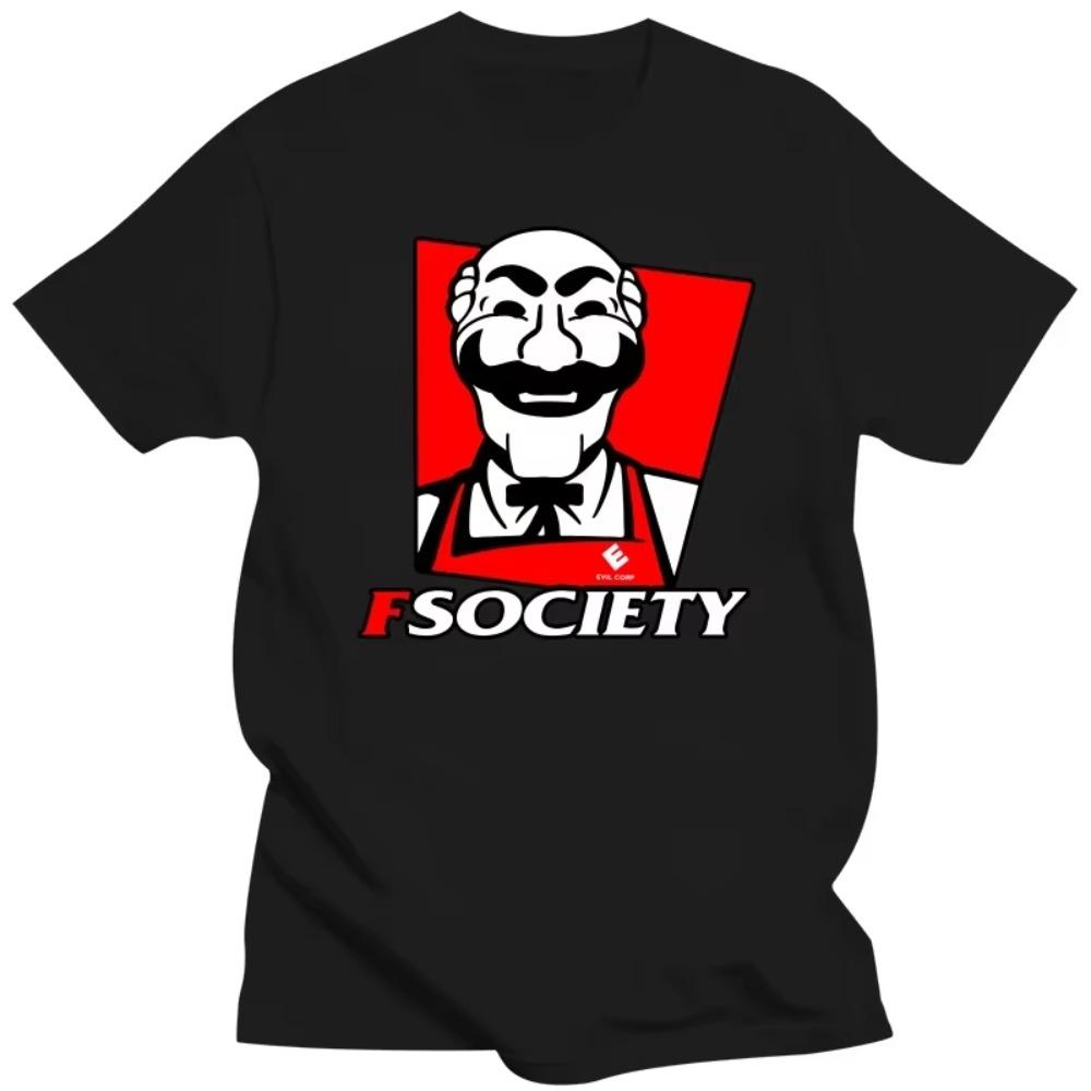 

Смешная футболка Mr Robot FSociety для мужчин с коротким рукавом, повседневная футболка Hacking, свободная футболка Hacker, 100% хлопок, футболки Geek, подарок XXXXXL чёрный