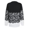 Ladies Casual Color Round Neck Stitching Pullover Lace Side Long Sleeves
