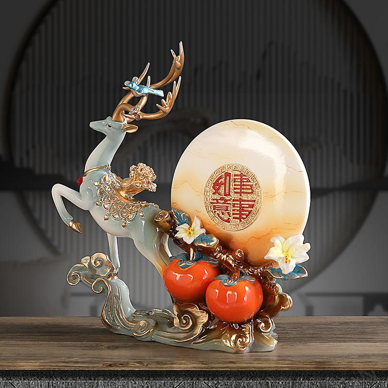 Persimmon Ruyi Persimmon Deer Resin Ornament Home Foyer Wine Cabinet TV Cabinet Decoration Store Office Crafts Housewarming Gift