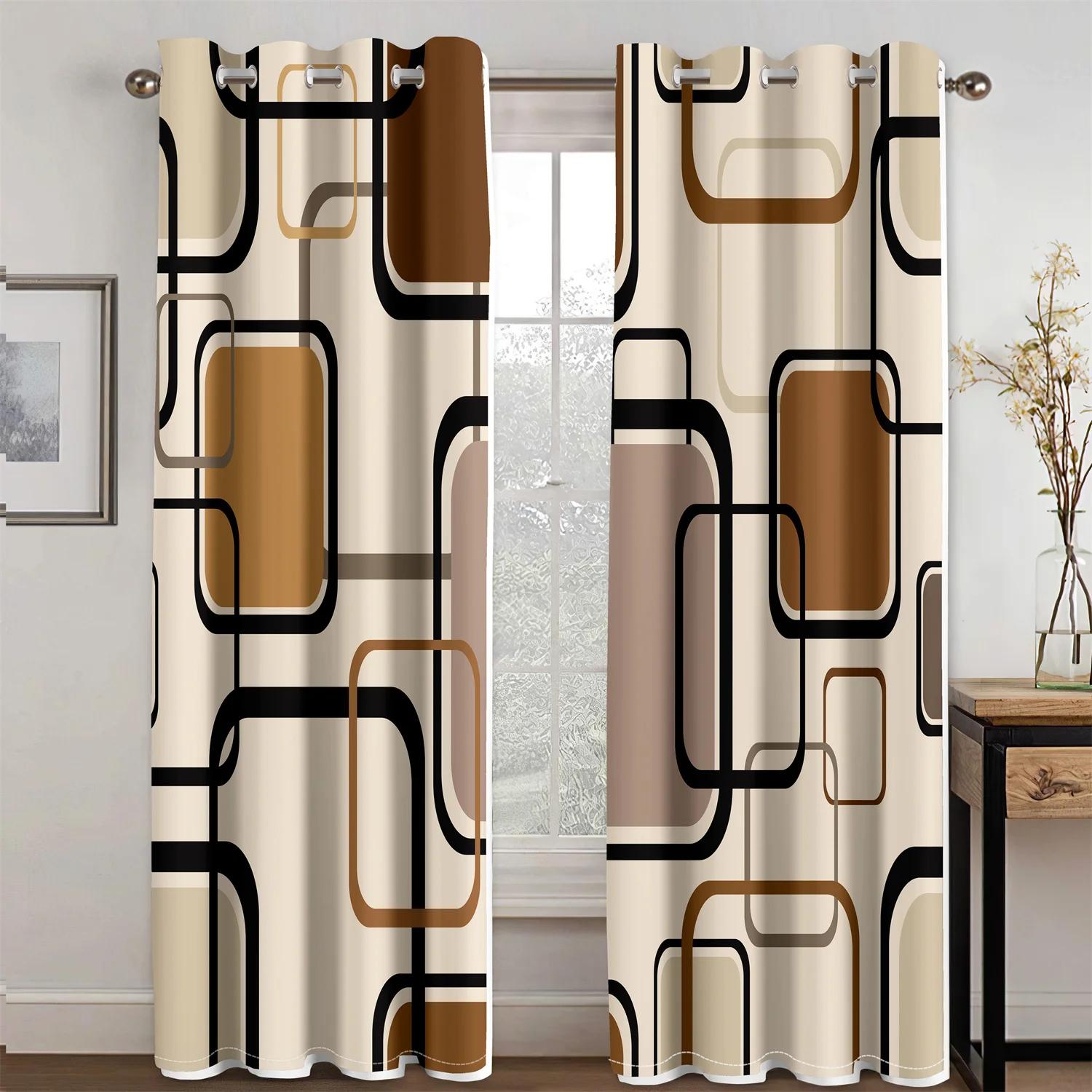 

Abstract Geometric Design with Modern Simplicity Light Filtering Drapes Window Curtains perfect for Main Room Bedroom 2 Pieces Decor 100W160H(CM)40x63in&Grommet Top