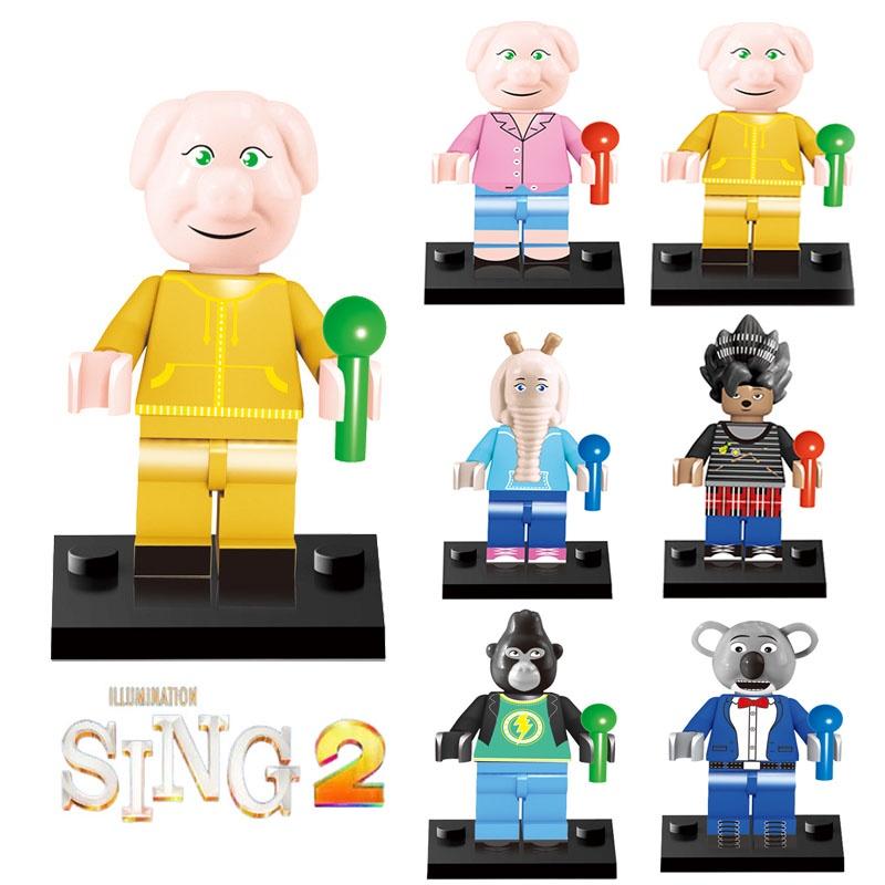 6pcs Sing 2 Building Blocks Figures Rosita Meena Toy Models Birthday Gift