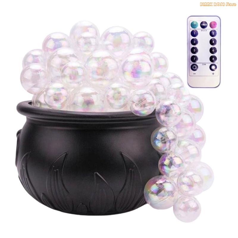 K1AE Glowing Witches Cauldron Bubble Maker For Halloween Decors Remote Control 8 Modes
