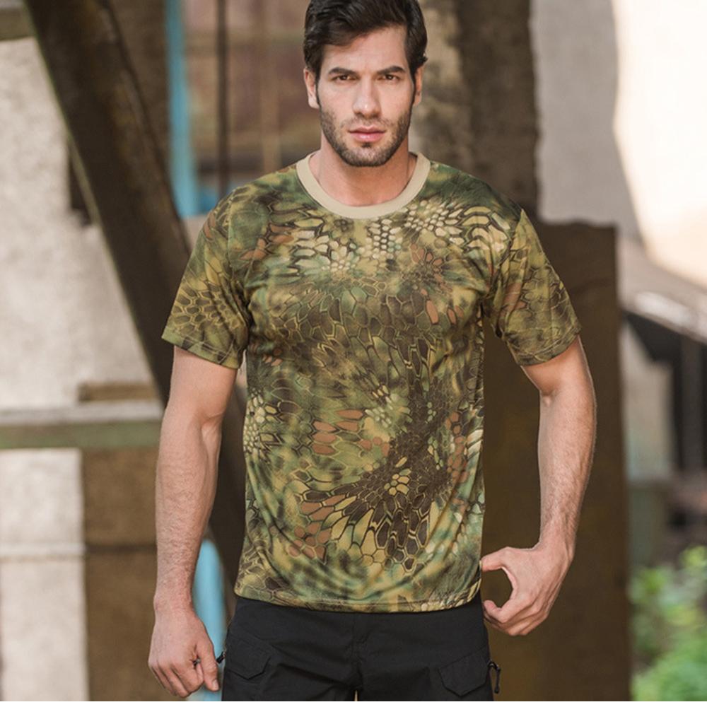 Outdoor Sports Men T-Shirts 3D Camouflage Quick Dry O Neck Short Sleeve Tops Shirt Camo Hiking Hunting T Shirt