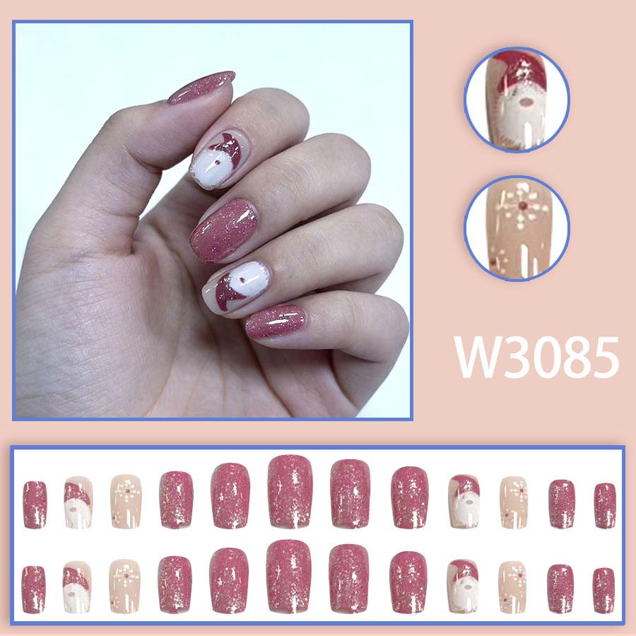 Top-Selling European Christmas Nail Art: Santa Claus & Plum Blossom Design - 24 Wearable Nail Tips