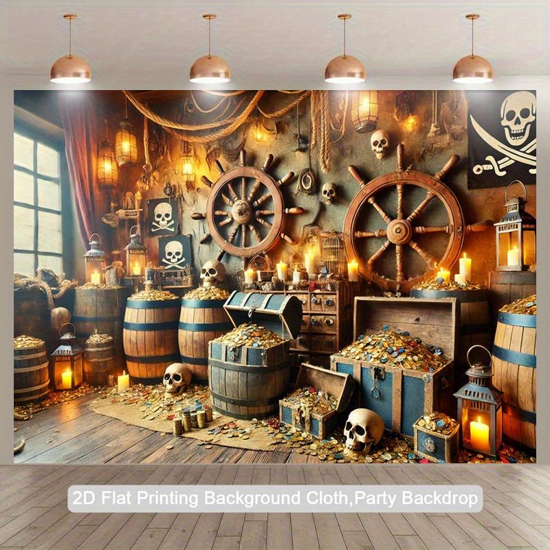2D Plane, 1 Piece of Pirate Treasure Background Cloth, Suitable for Birthdays, Halloween, Photo Booths