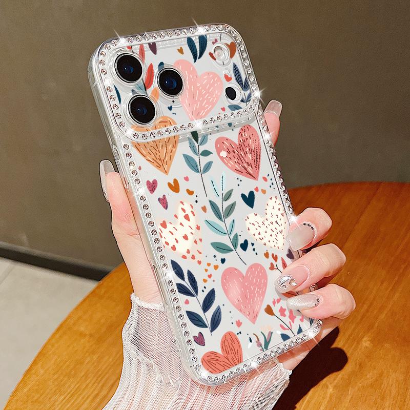 

Розовое Сердце Глаз Узор Алмазный Чехол Для iPhone 17 Pro Max Funda iPhone 16 Pro Max 15 14 13 11 Прозрачный ТПУ Силиконовый Мягкий Чехол iPhone 17 Pro Max прозрачный