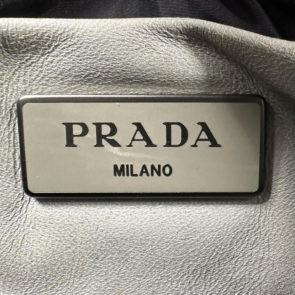 PRADA Nappa bomber Handbag gray Women 2way used