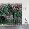 Green Ivy And Old Stone Of Wall Shower Curtain Nature Bathroom Extra Long Waterproof Washable Polyester Fabric For Bathtub Decor