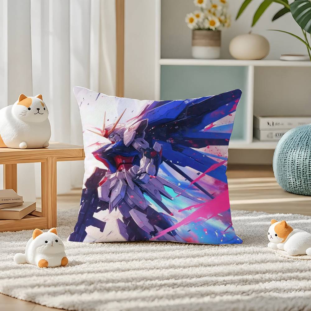 Mobile Suit Gundam Gundam Kyrios Anime Plush Pillow Cover Soft Short Plush Cushion Cover For Sofa Bedroom Home Decor Gift