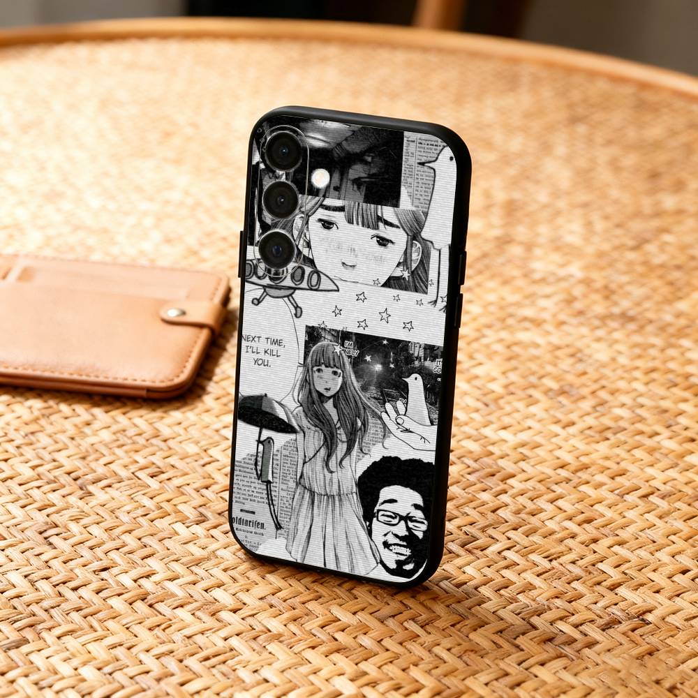

G-Goodnight O-Oyasumi P-Punpun Чехол для телефона Samsung A73,72,71,A52,51,40,41,A22,A32,31,A13, Мягкий черный корпус Samsung a13 5g