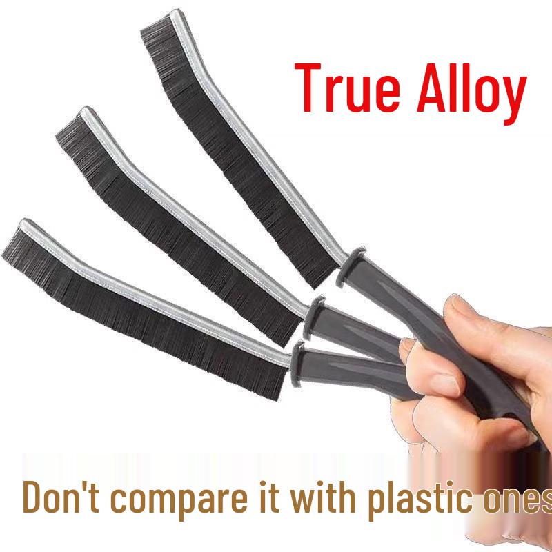 Multi-functional Hard Bristle Gap Cleaning Brush for Bathroom, Toilet, Kitchen, and Windows Alloy Angled Gap Brush 23cm