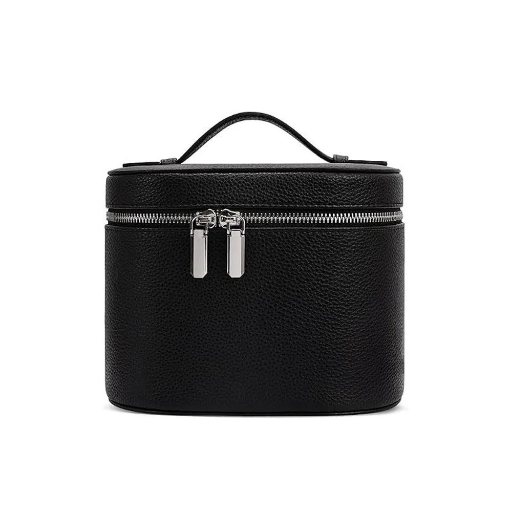 

Large Capacity Cosmetic Box Internal Storage Box PU Leather Makeup Bag Waterproof Zipper Closure Travel Organizer Bag Daily Use чёрный